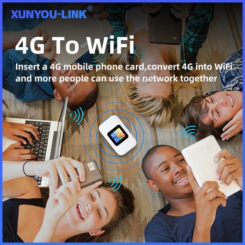 XUNYOU-LINK 4G+ WIFI 6 LTE Cat 6 Mobile WiFi Router Portable Hotspot with 3000mAh Battery High-Speed Internet Pocket WiFi Modem