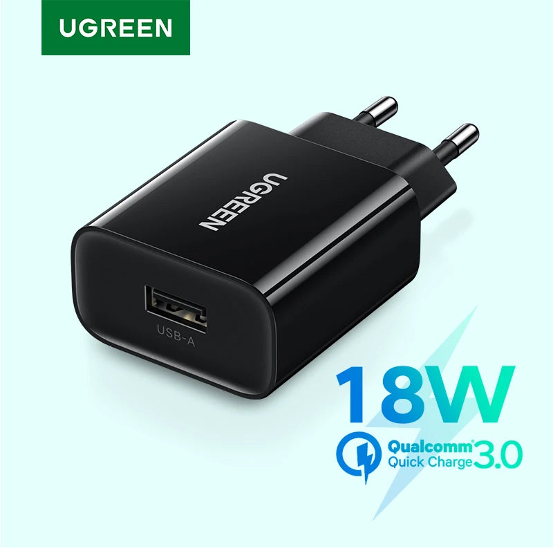 Ugreen USB Quick Charge 3.0 QC 18W USB Charger QC3.0 Fast Wall Charger Mobile Phone Charger for Samsung S26 Huawei Xiaomi iPhone