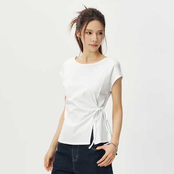អាវយឺតស្ត្រី Semir ឆ្នាំ ២០២៦ ក រាងដូចធ្នូ បែកជាពីរ កប្បាសសុទ្ធ រចនាប័ទ្មទន់ភ្លន់ ទន់ ធម្មតា
