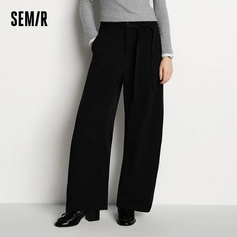 Semir Casual Pants Women Easy Care Black Loose Long Pants 2025 Winter New Wide Leg Commuting Pants Women'S Clothing