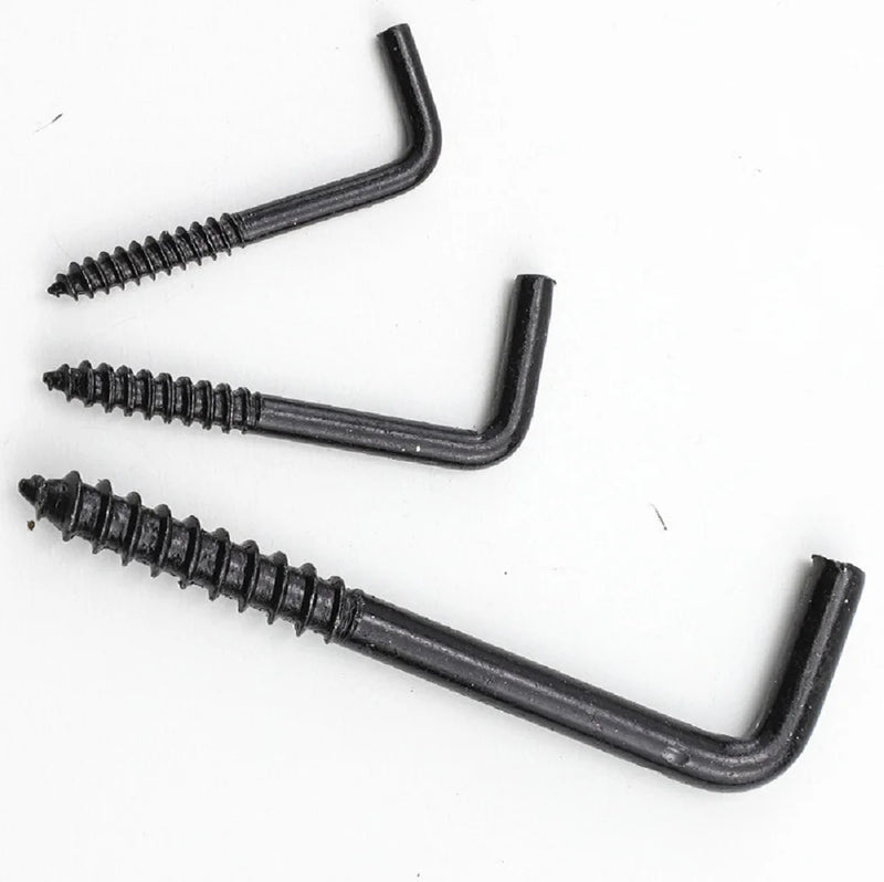 10/20pcs L Shaped Hooks Screw in Ceiling Hooks M2.4 M2.5 M2.8 M3.4 M3.7 M3.8 M4.7 Black 7 Shape Right Angle Hooks