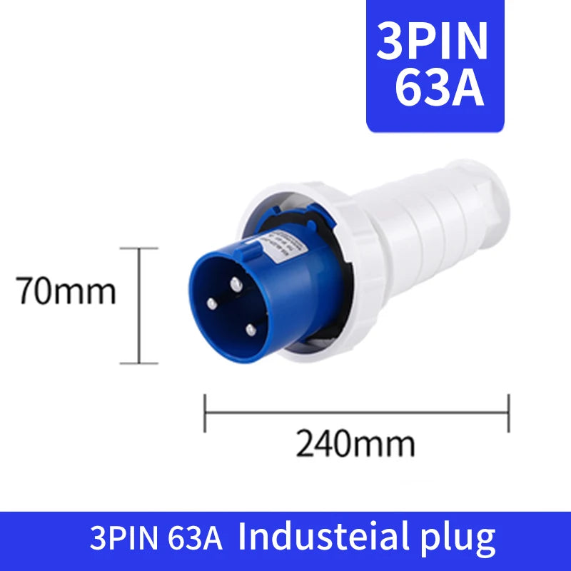 Waterproof Industrial Plug3 Pole 4 Pole 5 Pin dustproof socket IP67 Male and Female 63a 125a Mounted industrial socket 380V 415V