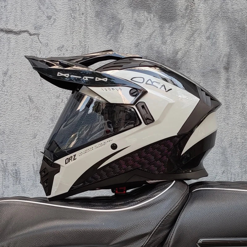 ORZ off-road ATV motorcycle helmet certified with brown lens, full face CASCO off-road motorcycle anti glare
