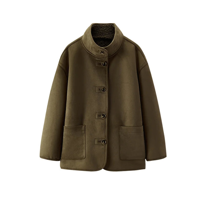 Semir Women Jacket Faux Suede Reversible Design Mid Length 2026 Winter Everyday Style Layering Design Comfort Fit