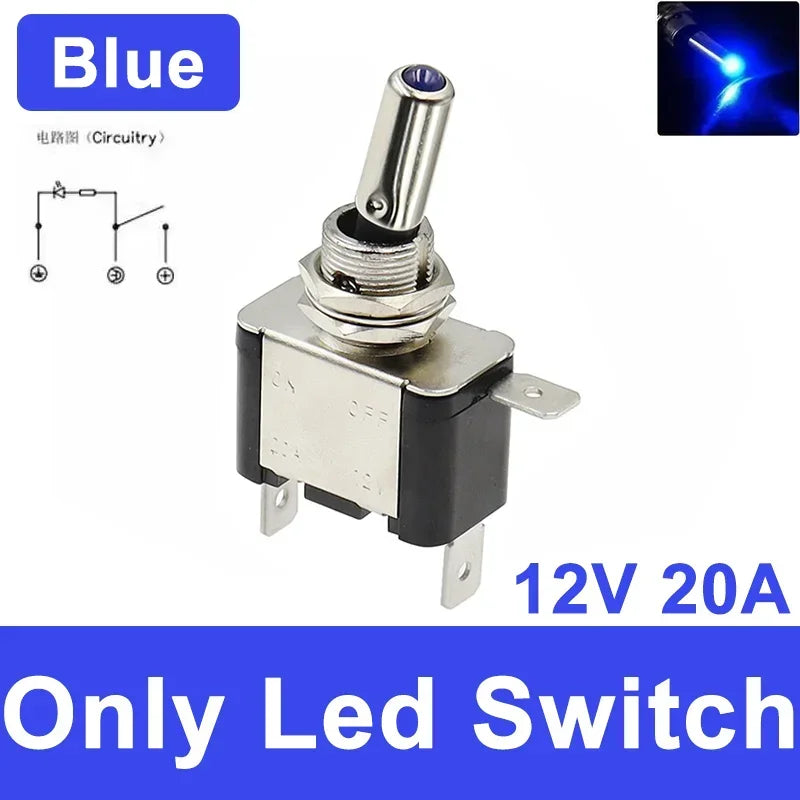 Auto Car Boat Truck Illuminated Led Toggle Switch With Safety Aircraft Flip Up Cover Guard 12V20A transparent