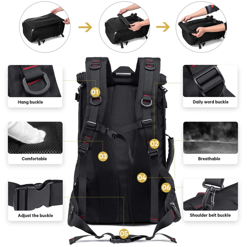 BANGE Oxford Waterproof Travel Backpacks Men Climbing Travel Bags Hiking Rucksack Outdoor Sport School Bag for Men Laptop Backpa