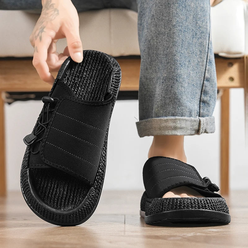 Men's slip on casual slippers summer breathable lightweight outdoor beach shoe soft sole non slip comfort youth fashion slippers