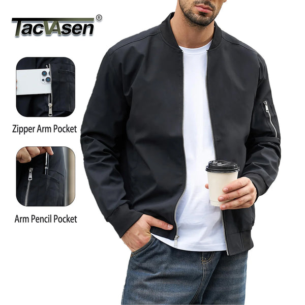 TACVASEN Men's Lightweight Windbreaker Bike Jacket Spring Autumn Casual Zip Up Coat With Pockets Fashion Streetwear Outerwear