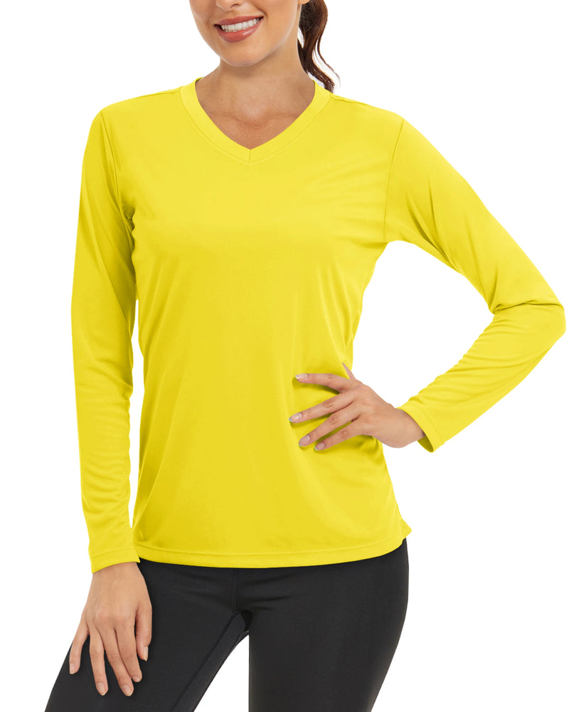 TACVASEN Summer Sun Protection Shirts UPF 50+ Womens Long Sleeve V Neck Shirts Lightweight Quick Dry Tee Shirts Outdoor Pullover