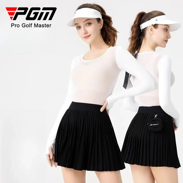 PGM Women Golf Summer Ice Silk Sunscreen Coat with Meat Color Base and Breathable Long Sleeve T-shirt YF799