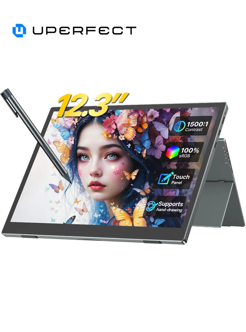 ម៉ូនីទ័រចល័ត UPERFECT Touch ទំហំ 12.3 អ៊ីញ អេក្រង់ខាងក្រៅជាមួយប៊ិច Stylus សម្រាប់ការិយាល័យ ការសិក្សា ការធ្វើដំណើរ អេក្រង់បន្ទាប់បន្សំសម្រាប់កុំព្យូទ័រយួរដៃ