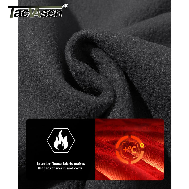 TACVASEN Winter Softshell Jacket Mens Windproof Fleece Lined Jacket Coat Waterproof Work Jacket Coats Outdoor Hiking Windbreaker
