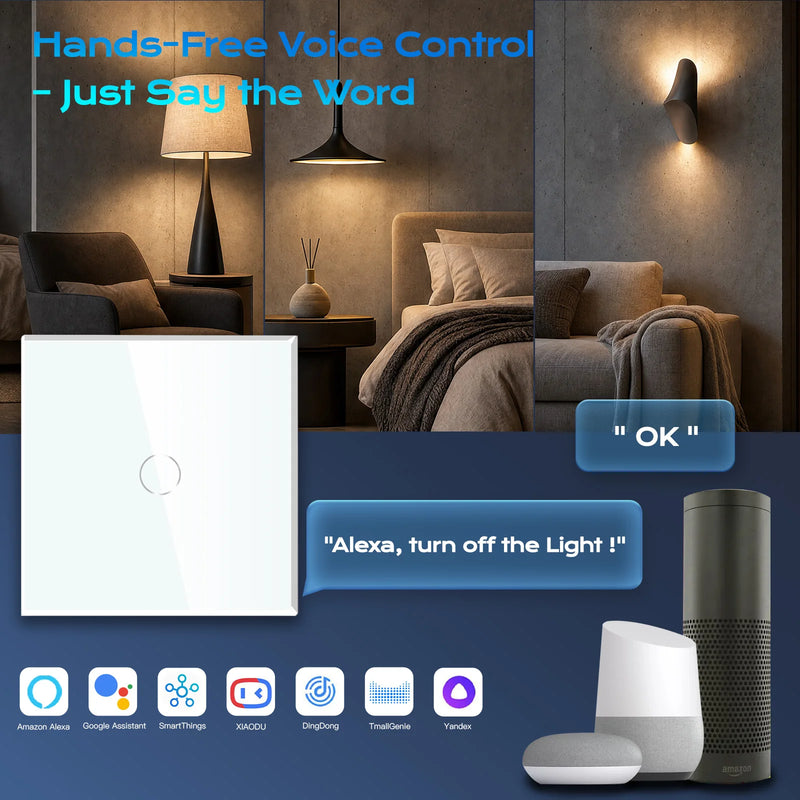 BSEED Matter Smart Touch Light Switch 1/2/3Gang Support Apple Home Tuya APP Google Assistant Voice Control Neutral Wire Optional