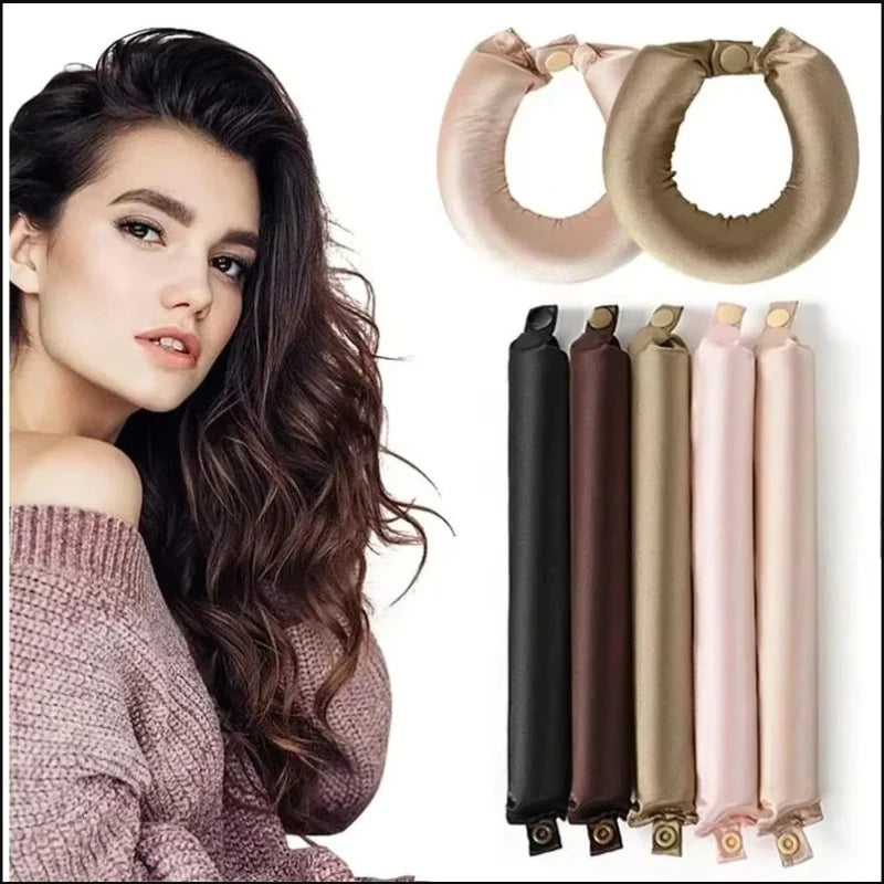Hatless curling iron; heatless curling rod; night soft curls, heatless curling tube, satin curling rod head，Lady's hair curlers