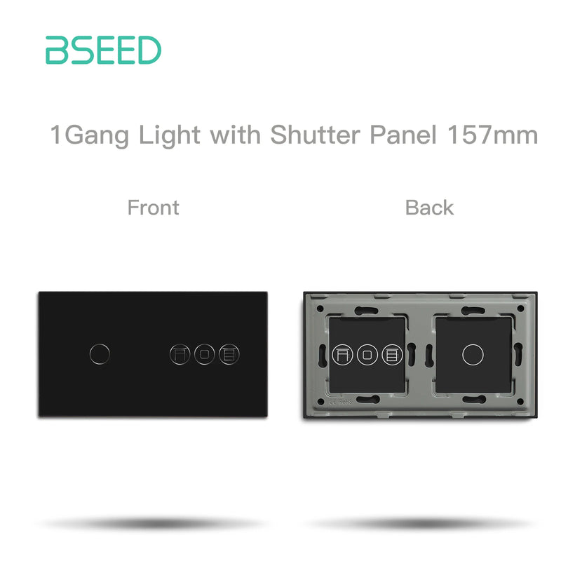 BSEED Crystal Switch Panel For Electric Smart Roller Shutter Blinds Glass Frame With Metal Base DIY Parts Only EU Standard 157mm