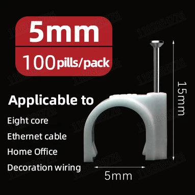 100pcs 6mm Round Steel Nail Cable Wire Wall Hanging Screw Clips Cable Clip For RG59 RG6 White High Quality Low Price Favorable