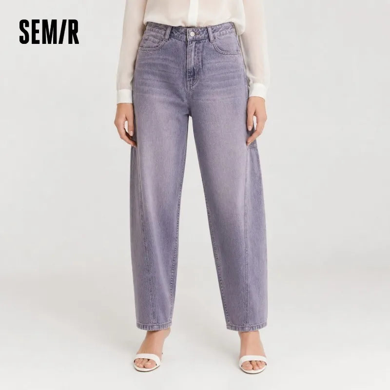 Semir Women Pants Denim Cotton Vintage Distressed Slit Wide Leg Curved Street Style Fashion Cool 2026 Summer Casual Wear Top