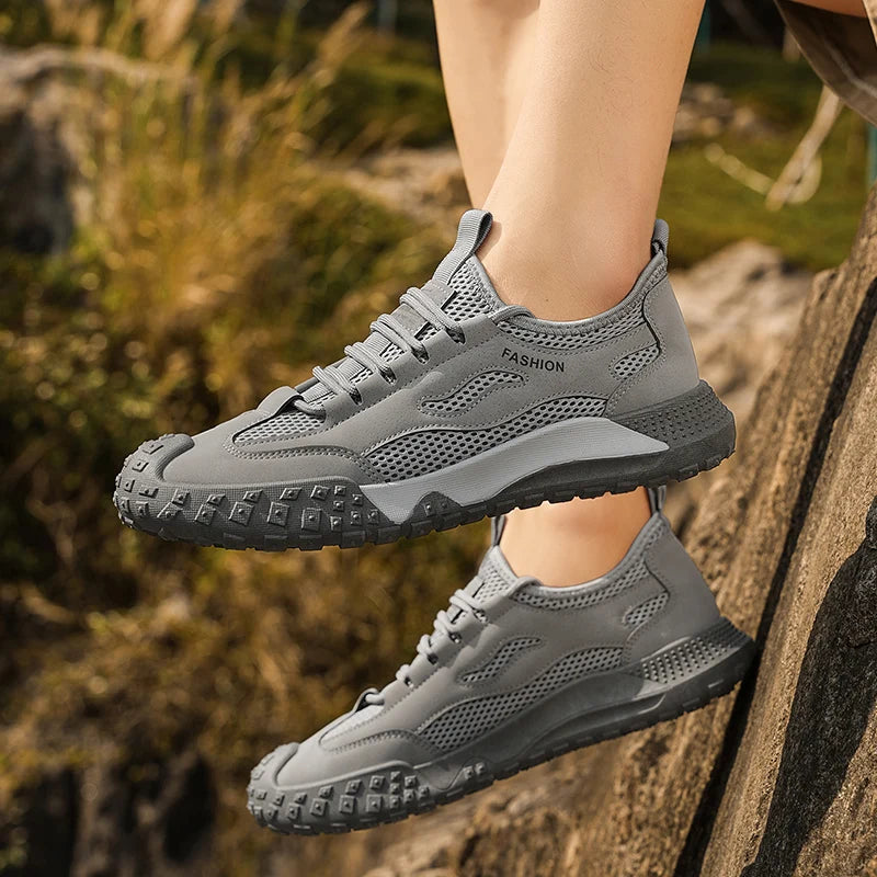Men's breathable mesh casual sports shoes summer comfort non-slip lightweight hiking sneakers fashion outdoor travel wading shoe