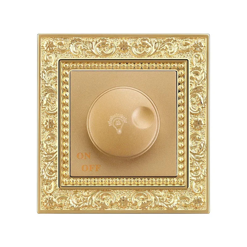Luxurious metal European vintage antique EU wall lamp switch socket panel brass metal villa  home light switch 1/2/3 gang 2 way