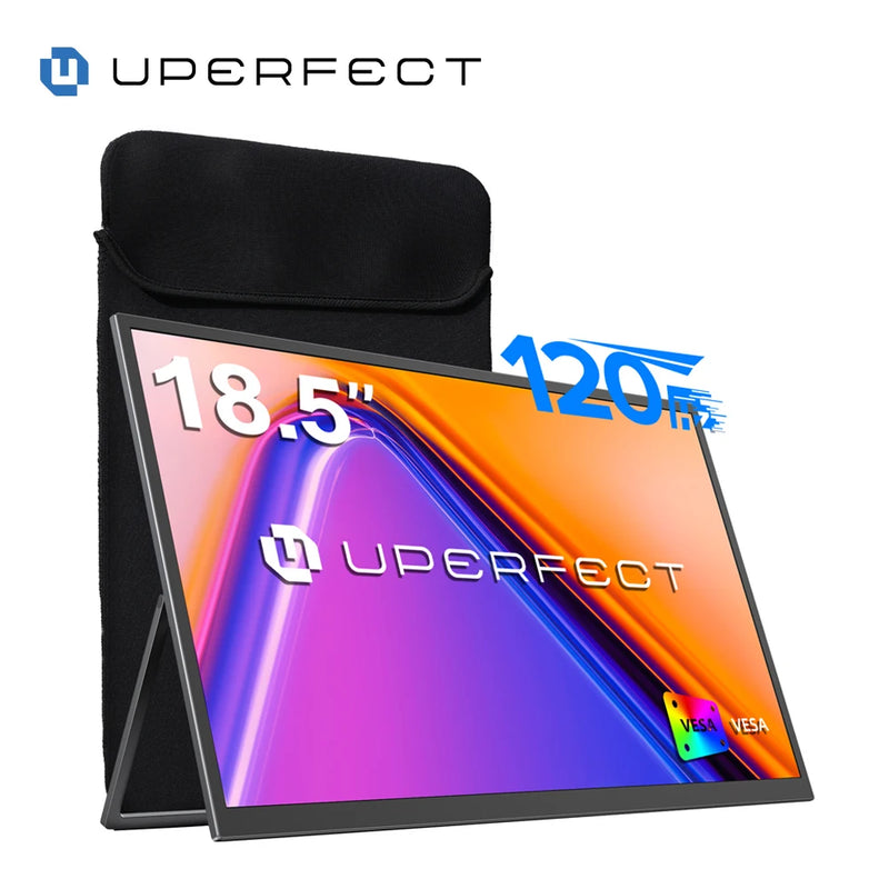 ម៉ូនីទ័រចល័ត Uperfect ទំហំ 18.5 អ៊ីញ 120Hz HD អេក្រង់បង្ហាញរូបភាព 1080P សម្រាប់កុំព្យូទ័រ ទូរទស្សន៍ កុងសូលហ្គេម ថ្មីបំផុត