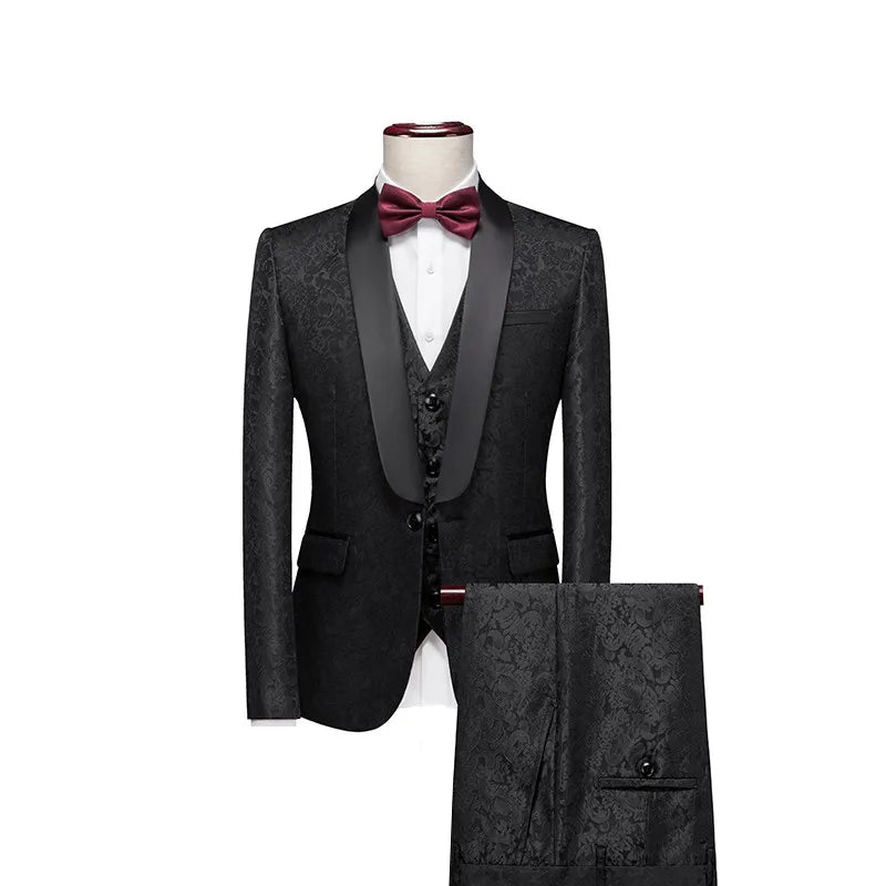 2026 New Men's Purple Suit 3-Piece, Wedding Party Dress Jacket and Vest with Trousers, Asian Size Slim-Fit Sets. M-6XL