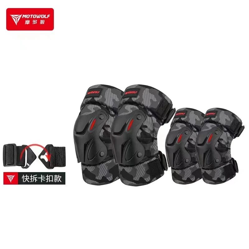 ឈុតការពារកែងដៃម៉ូតូ Four Seasons Motowolf ឈុតការពារជង្គង់ម៉ូតូ ការពារសុវត្ថិភាពពេលប្រណាំង ប្រឆាំងនឹងការធ្លាក់