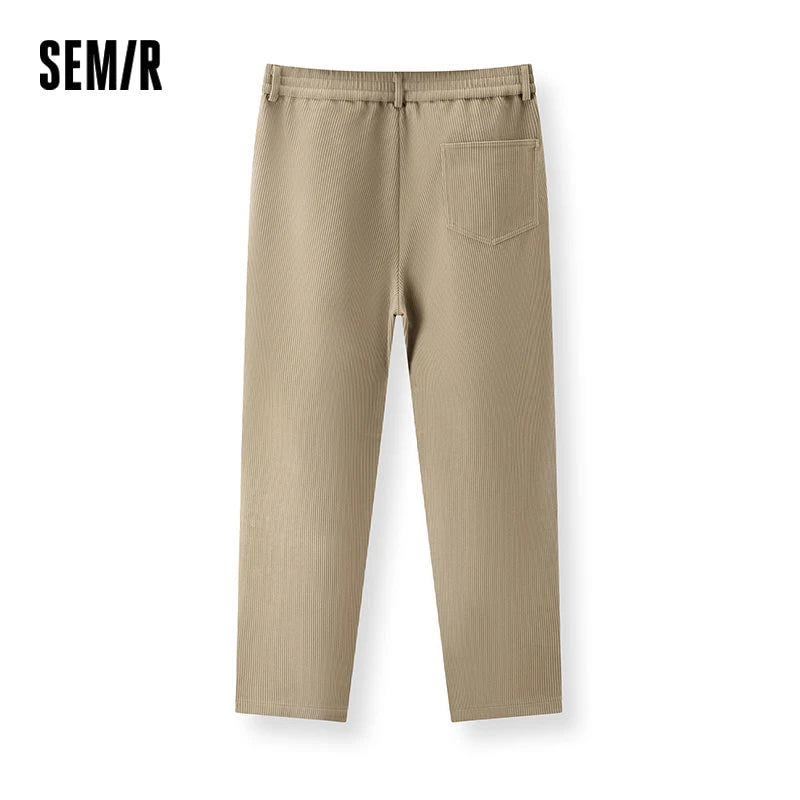 Semir Casual Pants Men Corduroy Loose Tapered Pants Half Elastic Waist 2025 Winter New Long Pants Simple Versatile Men'S Wear