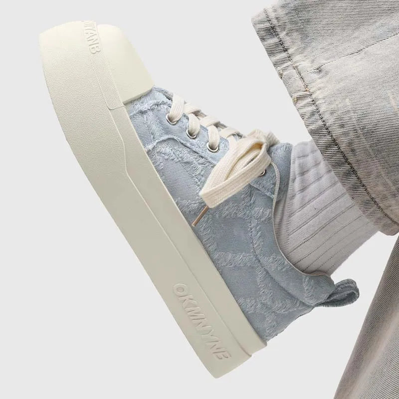 Men's Canvas Thick sole Casual Shoes Four Seasons New Breathable Light Soft-sole Outdoor Walking Shoes Youth Sports board Shoes