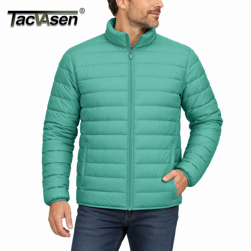 TACVASEN Men's Winter Puffer Quilted Lightweight Waterproof Warm Down Jacket Windproof Jacket For Outdoor Wear With 2 Pockets