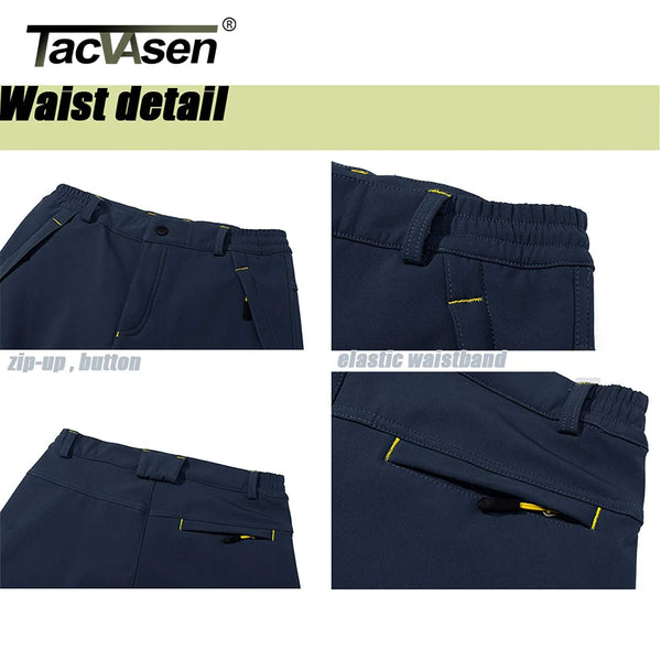 TACVASEN Winter Thermal Fleece Lined Pants Men's Waterproof Climbing Pants Multi-pockets Windproof Hiking Outdoor Warm Trousers