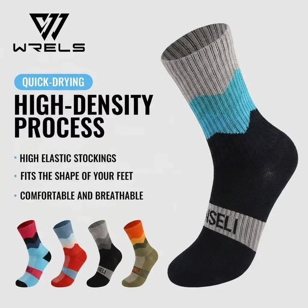 WRELS 1/2/3 Pairs Sports Crew Socks Quick Dry Anti-Odor Cycling Socks Men Breathable Arch Support Road MTB Bike Riding Socks