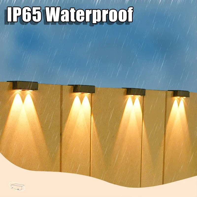 1/2/6 Pcs Outdoor Solar Wall Light Waterproof Fence Lamp Ultra Strong Spotlight Illumination for Garden Fence or Exterior Wall