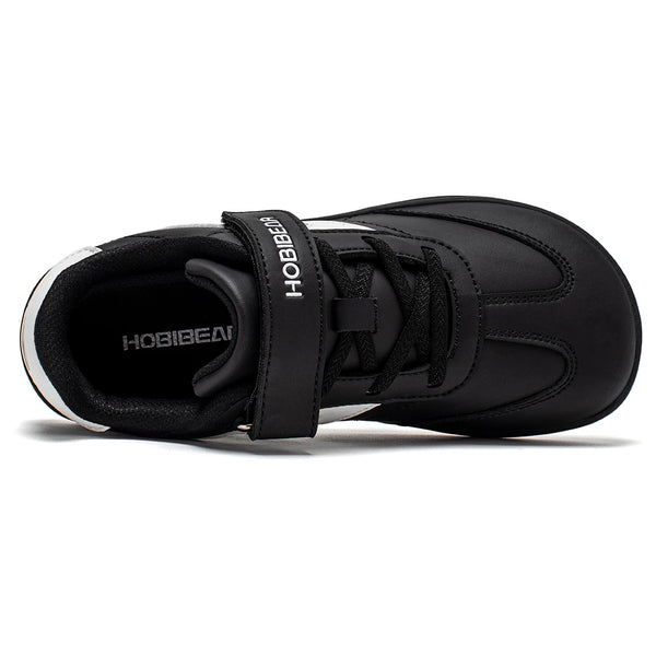HOBIBEAR Big Kids Barefoot Shoe Wide Toe Hook Loop Sneaker Artificial Leather Non-Slip Zero Drop Lightweight Comfort Shoe