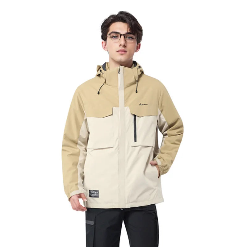 HUMTTO Outdoor Down Windbreaker Coats Warm Camping Hiking Jackets Autumn Winter Men's Jacket Waterproof Sports Hunting Jacket