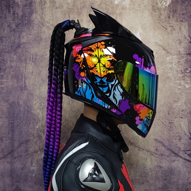 Motorcycle full face helmet double lens fashion quick release racing helmet Casco Casque Moto approved motorcycle accessories