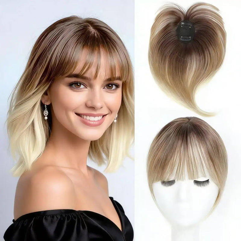Reissue Wig for Women, Covering White Hair on the Top of the Head Naturally and Invisibly, and Reissue Fake Bangs