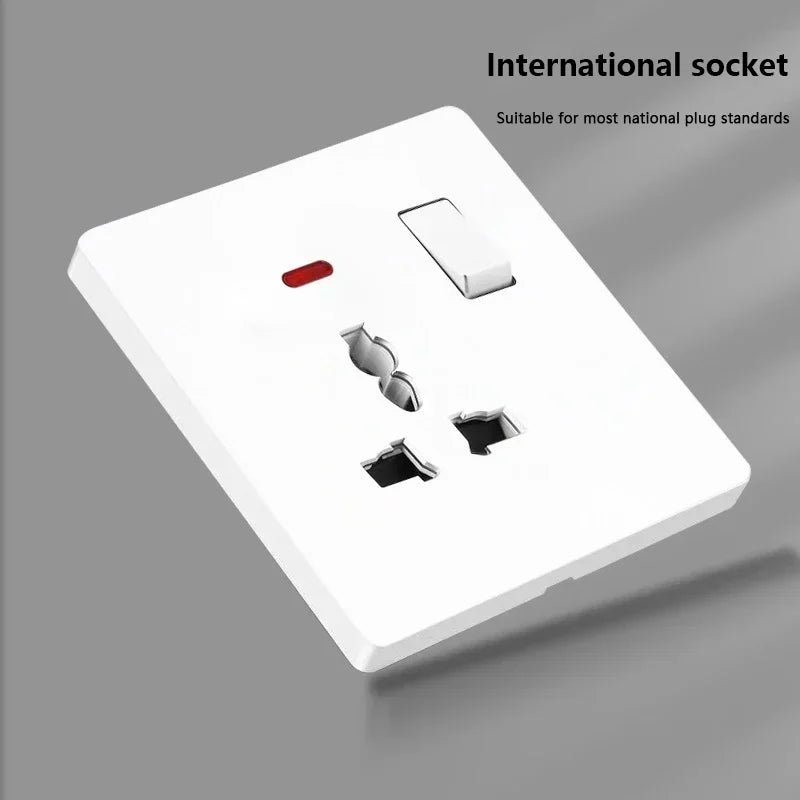 UK Standard Power Socket 13A Dual USB Plug Type-C Wall Outlet,1/2/3gang 2way Switch, White Universal 5pin Wall electrical socket