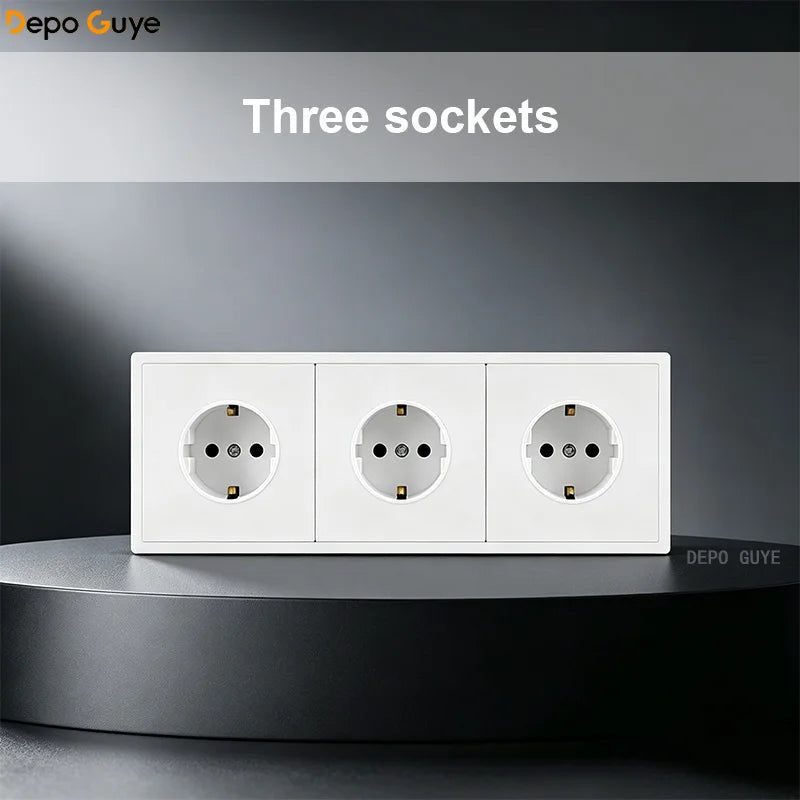 European Standard 1/2/3/4/5 Power Socket EU Standard Electrical Outlet White PC Panel Wall Electrical Outlets For Home Office