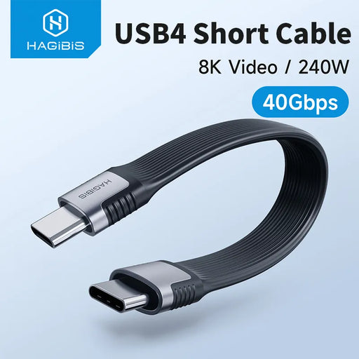Hagibis USB4 Data Cable 40Gbps USB C to Type C Short Cable PD 240W 8K 60Hz for Thunderbolt 3/4 iPhone 15 Pro Max SSD Power Bank grey