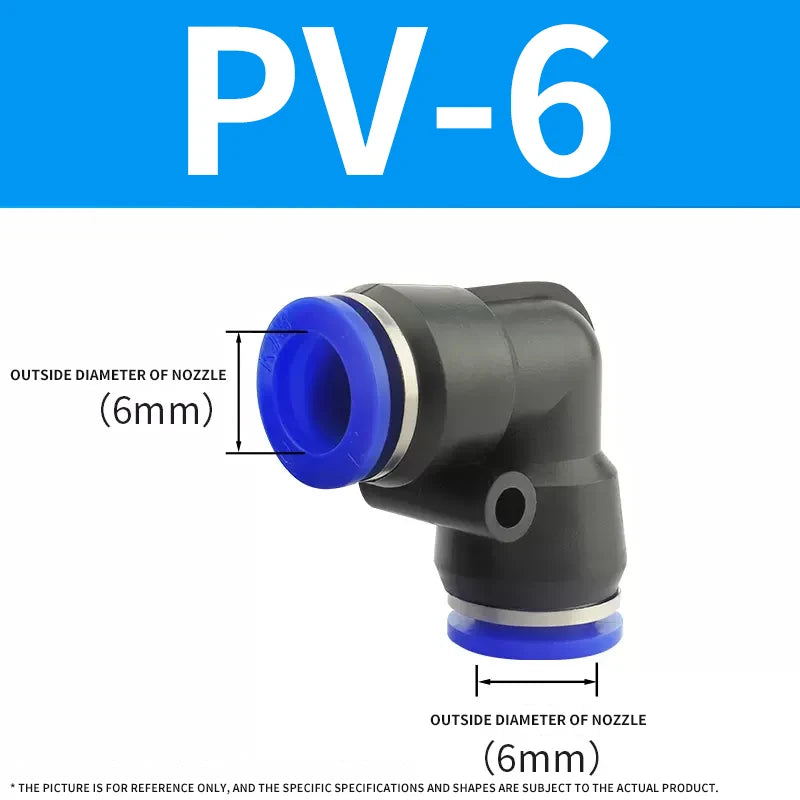 50/100/500/1000 Pcs Pneumatic Quick-Plug Connector PV-4/6/8/10/12/14/16 Right-Angle Elbow Connection Air Pressure PU Trachea