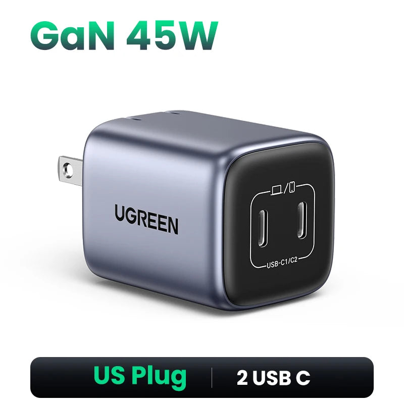UGREEN GaN 45W USB Charger PD QC 3.0 Fast Charger Quick Charger For iPhone 17 16 15 Pro Travel Phone Charger for Samsung S24 S23
