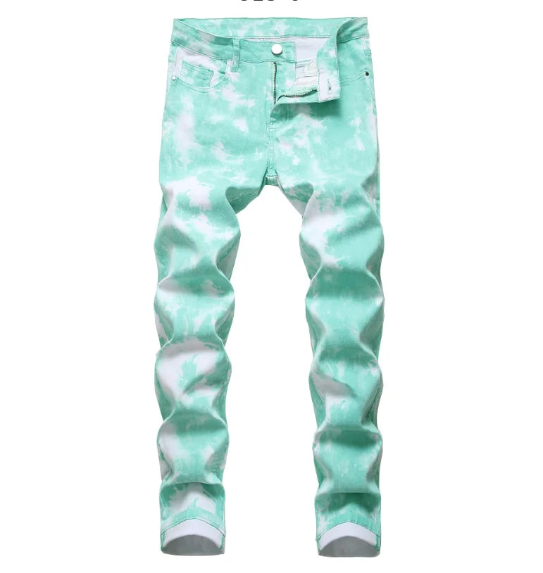 2026 Men's Blue Jeans 3D Digital Print Stretch Denim Pants Blue Black White Trousers Men Fashion Slacks 28-34 36 38 40 42