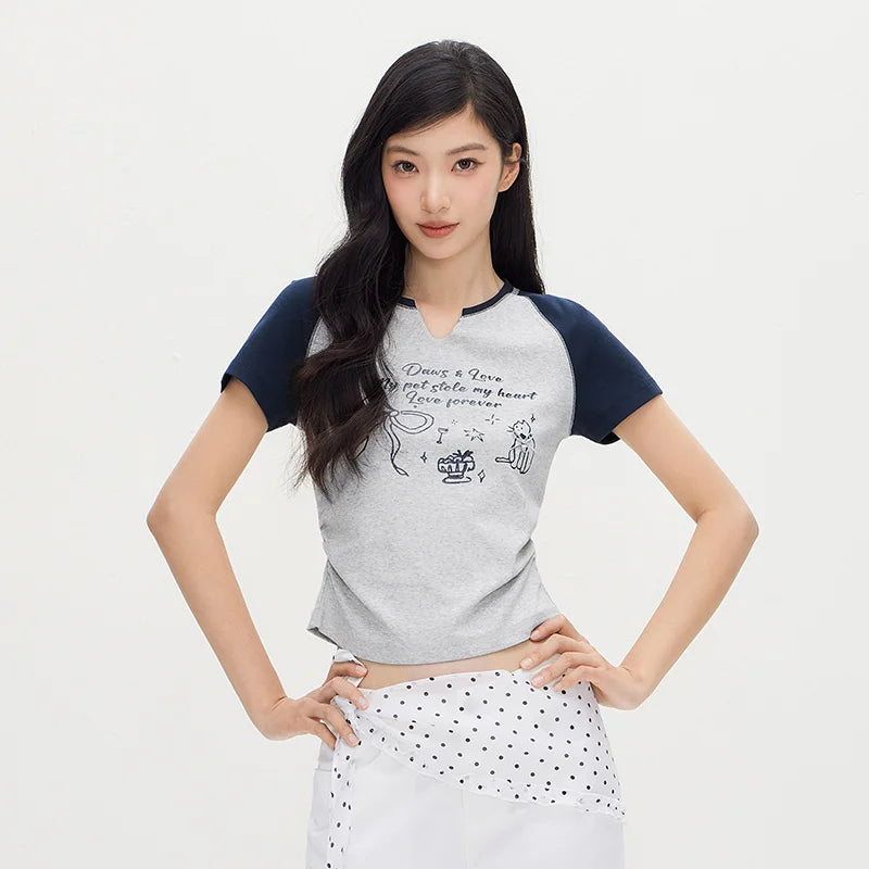 Semir Women Tshirt Short Length Printed Slim Fit Raglan Sleeve Cool Stylish 2026 Summer Fashion Casual Comfortable Top