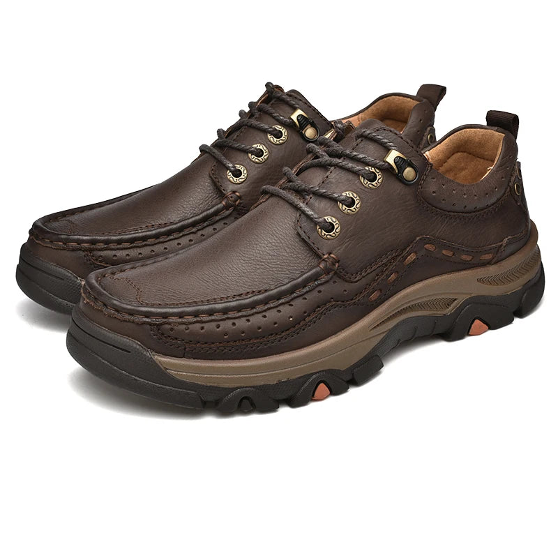 Mens Genuine Leather Oxford Shoes Cow Leather Lace Up Business Casual