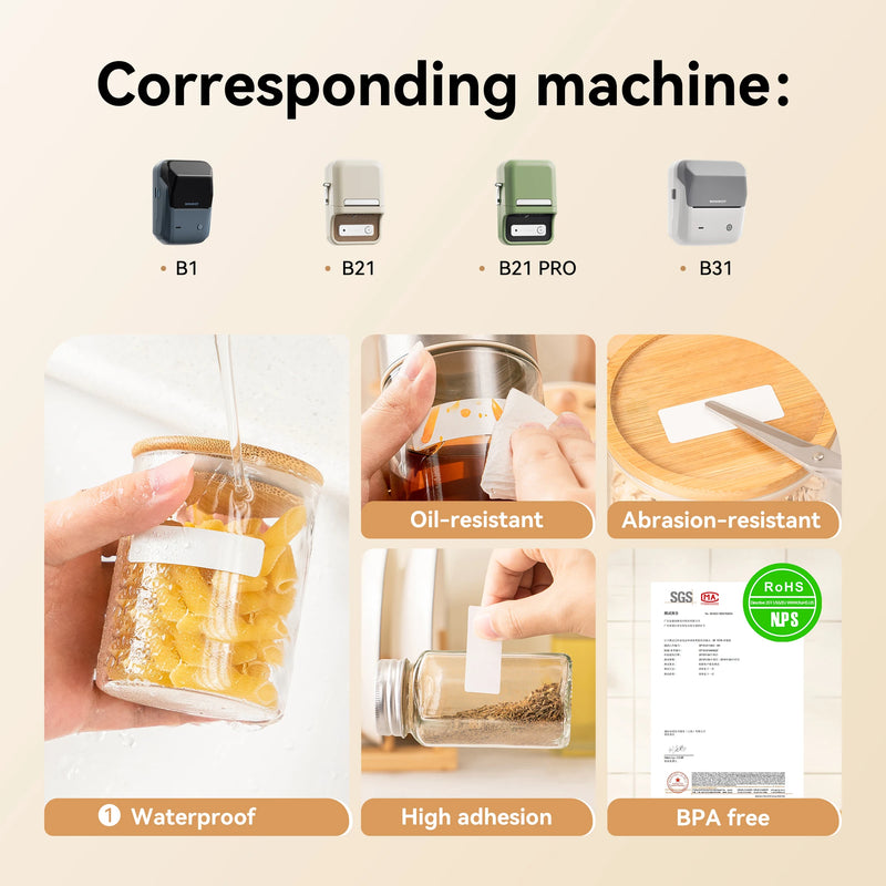 2 Rolls NIIMBOT B1 B21 B3S Thermal Label Clothing Price Food Self-adhesive Tag Waterproof Office Pocket Printer Label Paper