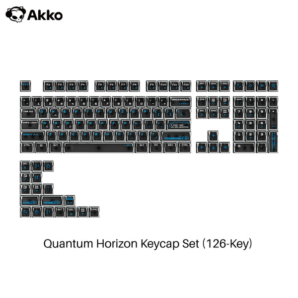 Akko 126 Keys Keycap Set Quantum Horizon Cherry Profile Double Shot High-Transparency PC Mirror-Electroplated Keycaps for ANSI