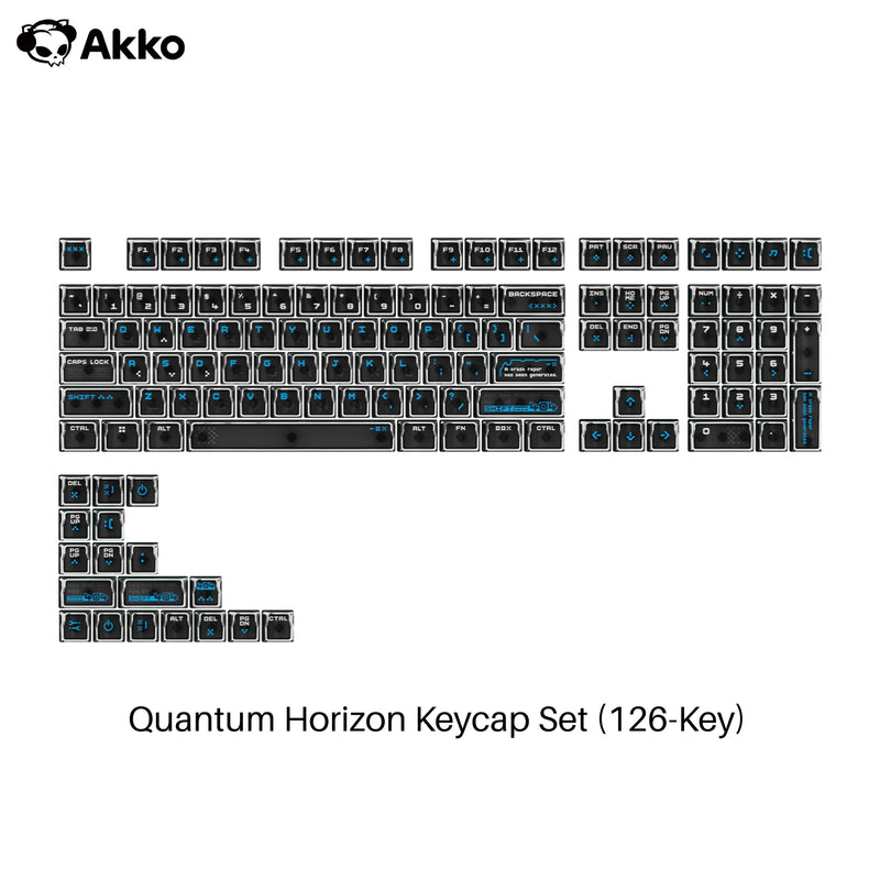 Akko 126 Keys Keycap Set Quantum Horizon Cherry Profile Double Shot High-Transparency PC Mirror-Electroplated Keycaps for ANSI