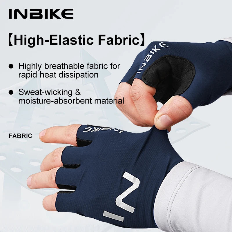 INBIKE Summer Cycling Gloves Half Finger Breathable Shock-Absorbing Padded Palm Anti-Slip Men Women MTB Road Bike Bicycle Gloves
