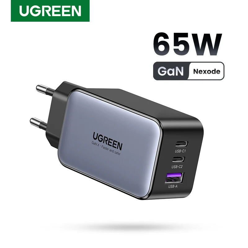 【KC-certified Korean Plug】UGREEN 65W GaN Charger QC4.0 PD3.0 USB C Charger for iPhone 18 17 16 Pro Max Laptop Macbook Air Tablet