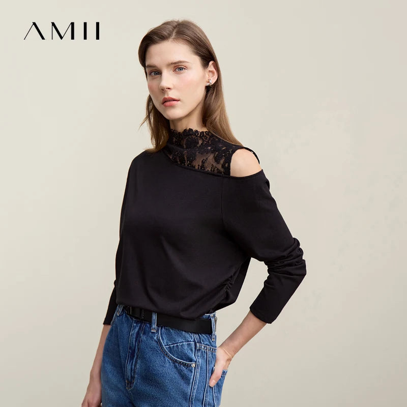 អាវយឺតដៃវែង Amii ឆ្នាំ ២០២៦ រដូវស្លឹកឈើជ្រុះថ្មី អាវយឺតកប្បាសចរចរ រលុង អាវក្រៅស្មាធម្មតាសម្រាប់ស្ត្រី 12641026